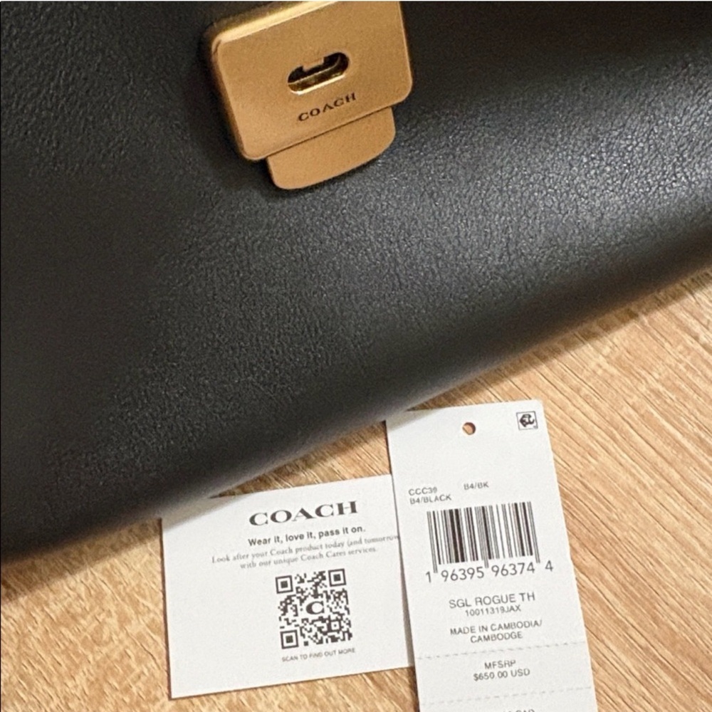 Coach Slouchy Rogue Top Handle Bag Black - Picture 8 of 11